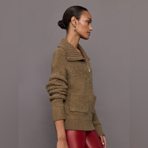 CARBON38 Half Zip Boucle‎ Pullover Sweater jn Caribou Size XS - Picture 2 of 9